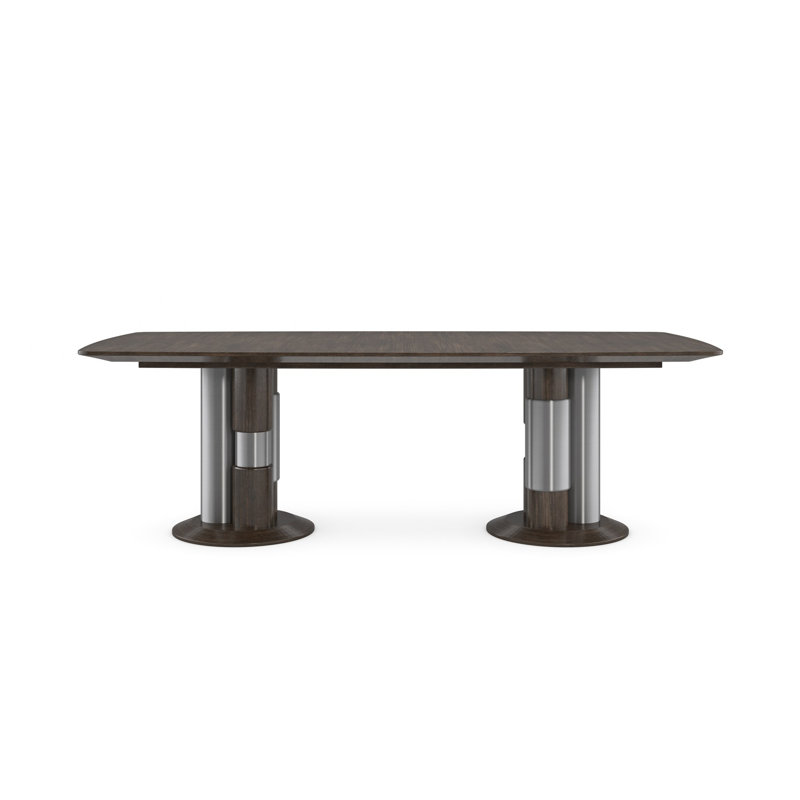 La Moda Square Solid Wood Extendable Double Pedestal Dining Table