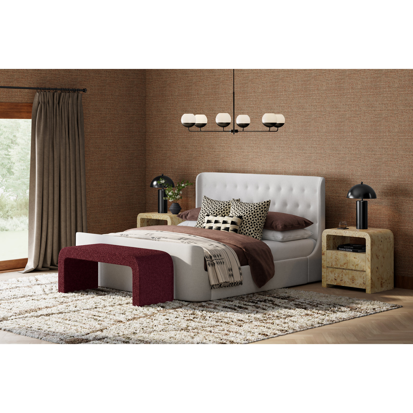 Cora Burl Wood 2-Drawer Nightstand