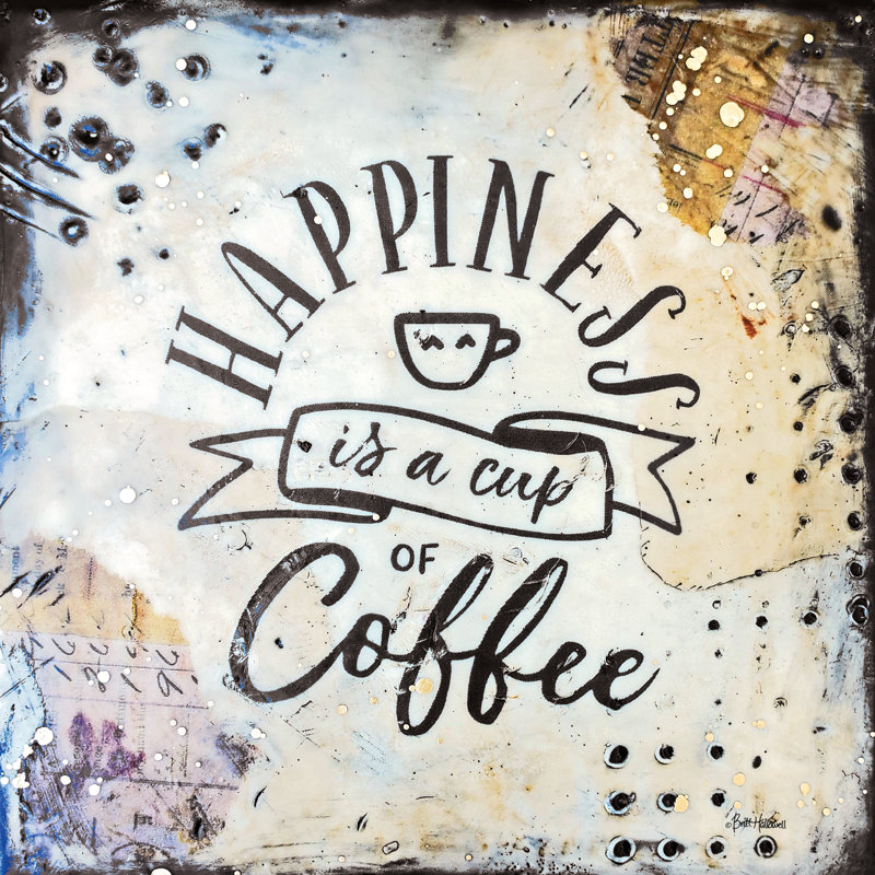 «Coffee Love 1» 2883525, H 36 po x l 36 po, Cadre simple érable érable, Oui