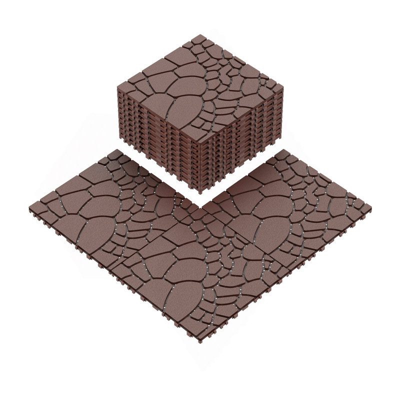 Carreaux de terrasse en pierre de 12 po, Rouge / Brun