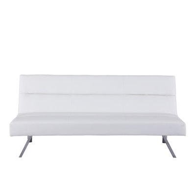 Canapé-lit futon, canapé futon en similicuir, canapé-lit pliant convertible moderne avec pieds chromés, mini canapé inclinable