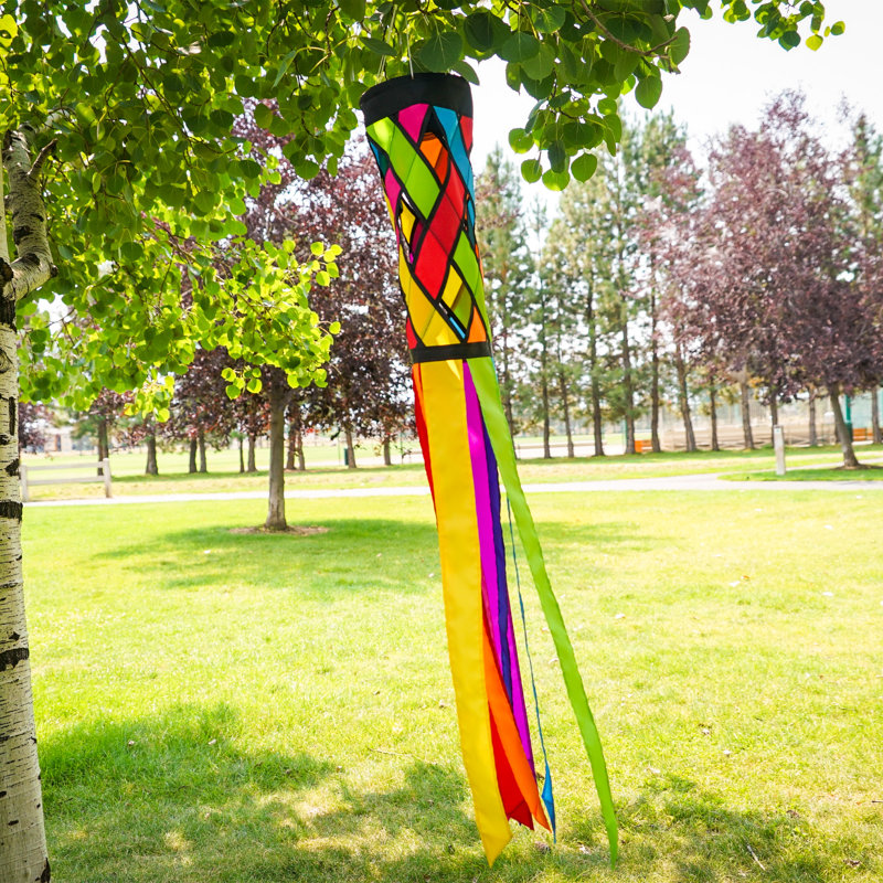 Colorful 40-Inch Polyester Lattice Windsock with Tails