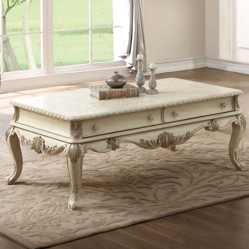 Oak Sofa Table with Bottom Shelf, 19" H x 52" L x 30" W, Antique White