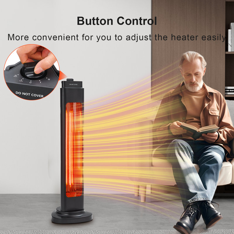 Black Electric Outdoor Infrared Patio Heater with Adjustable Heat Levels