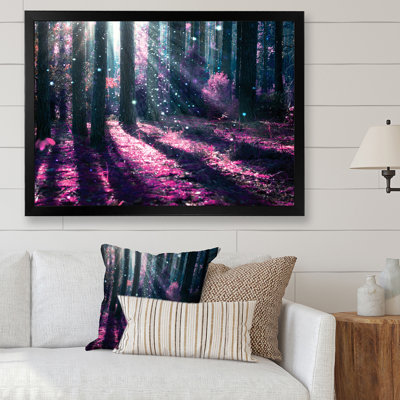 Mystic Purple Forest Sunrise - Art mural sur toile traditionnel