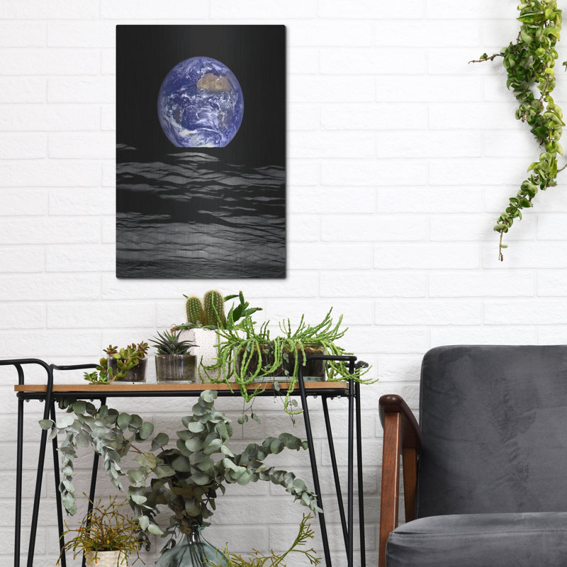 «Earth from Moon», art mural en métal, H 16 po x l 12 po