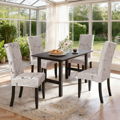 Housse pour chaise de salle à manger, housse de protection extensible pour chaise de cuisine Spandex Housse de chaise de salle à manger amovible et lavable, ensemble de 6, (gris clair)