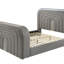 Lit en sherpa Teddy et chrome EK avec conduit, meuble télé, foyer et Bluetooth-1061908577