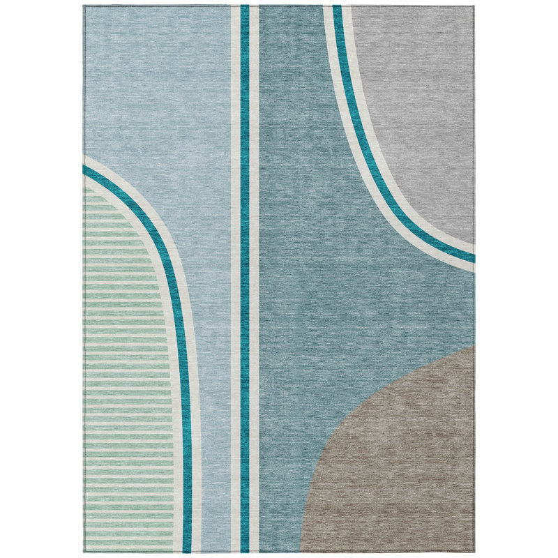 Machine Washable Indoor/Outdoor Chantille ACN2505 Modern Rug, Teal, Rectangle 10' x 14'