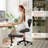 19.7" Seat Width Ergonomic Cross-Legged Office Chair with 31.5" Integrated Footstool, Leather Swivel Desk Chair with Adjustable Height and Back Support Ideal for Home, Office