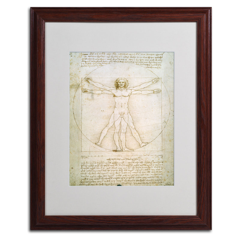 Leonardo Da Vinci Brown Framed Canvas Print, 25" x 22"