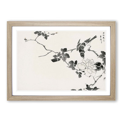 Robin Birds & White Lotus by Numata Kashu - Picture Frame Painting Print