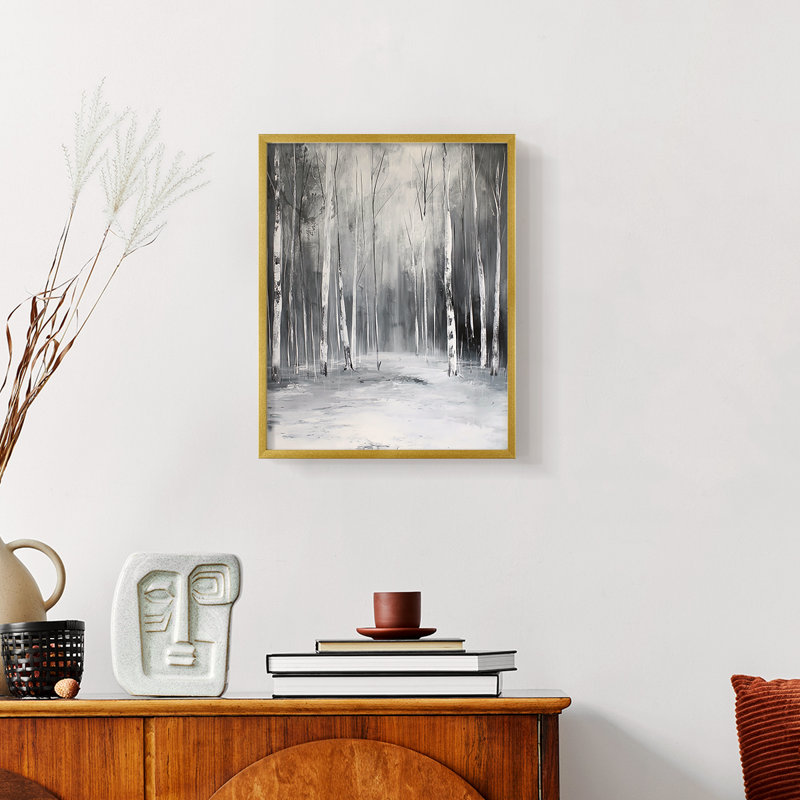 Paysages série XCV - reproduction encadrée de qualité supérieure - prête à être accrochée - aucun clou requis, Doré