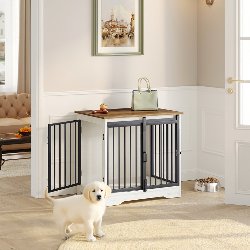 Cage pour chien Dawyne, Blanc / Brun, H 25,4 po x l 27,2 po x P 19,3 po
