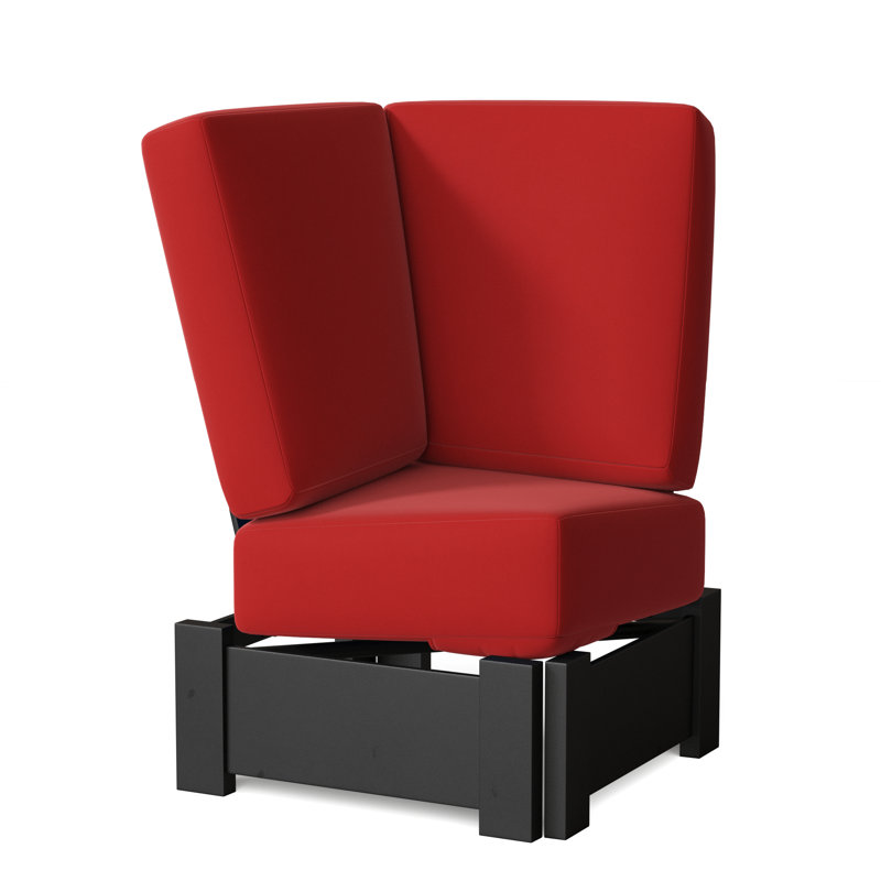 Chaise de patio avec coussins Cherin, Noir texturé, Rouge 1A