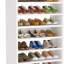 Range-chaussures blanc de 25,59 po de largeur, grande étagère à chaussures à 8 niveaux, armoire à chaussures en bois blanc