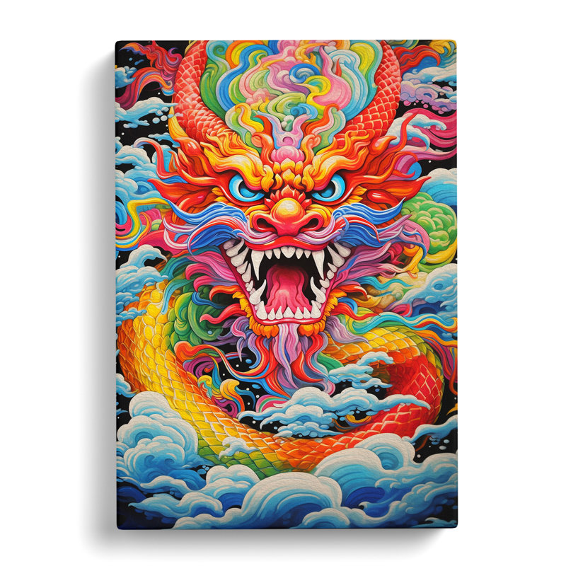 Chinese Dragon Colour Field No.2 - Wrapped Canvas, 60cm H x 40cm W x 3cm D