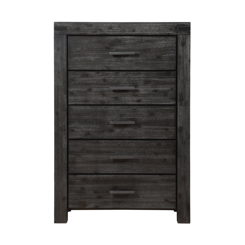 Commode à 5 tiroirs Jhoti, Gris