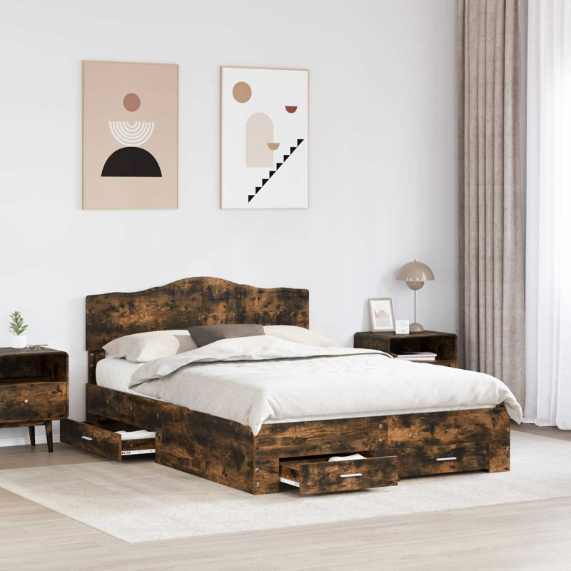 Bed, European Double (140 x 200 cm), Smoked Oak