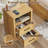 17.7'' W Nightstand with Outlets, Farmhouse Wood Night Stand Bedside Table with 2 Drawers & Open Storage-1369916731
