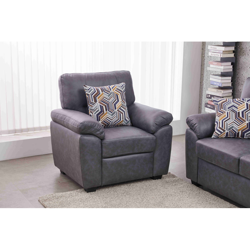 36.8'' Wide Faux Leather  Chair, Dark Gray