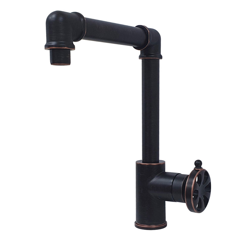 Kingston Brass Belknap Single-Handle 1-Hole Deck Mount Bathroom Faucet with Push Pop-Up, Naples Bronze
