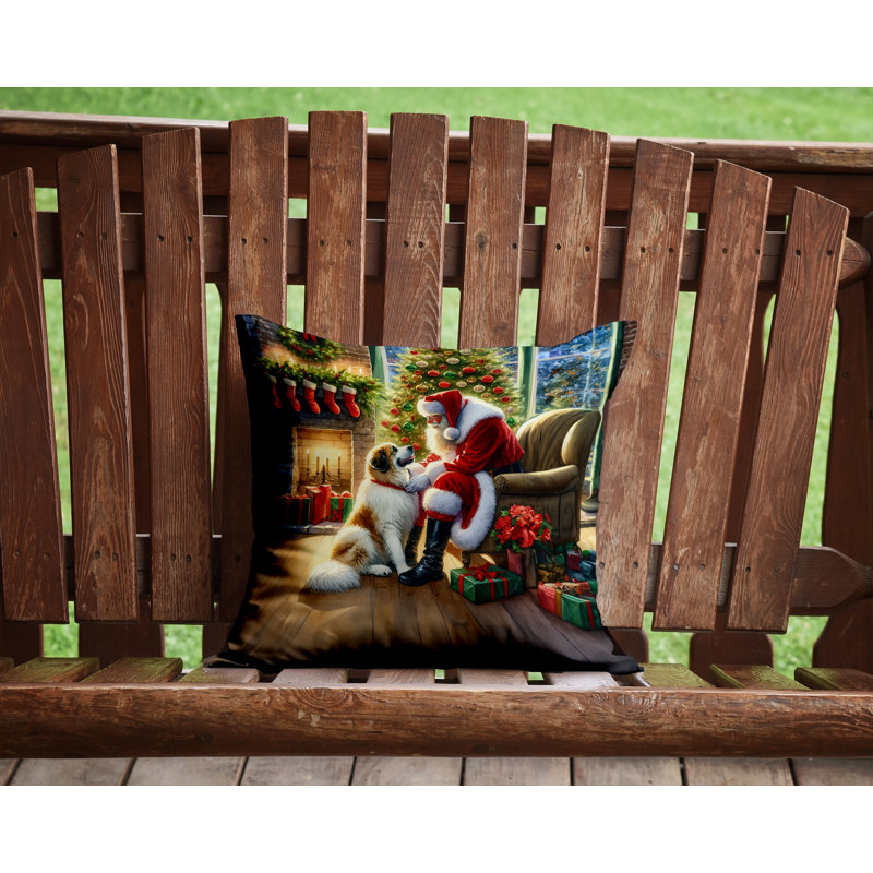 Coussin Great pyrenees and Santa Claus, H 14 po x l 14 po