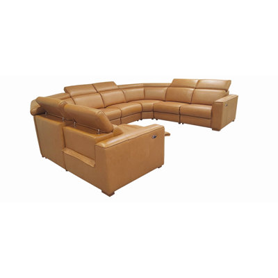 Basgu Top-Grain Leather Reclining Modular Sectional