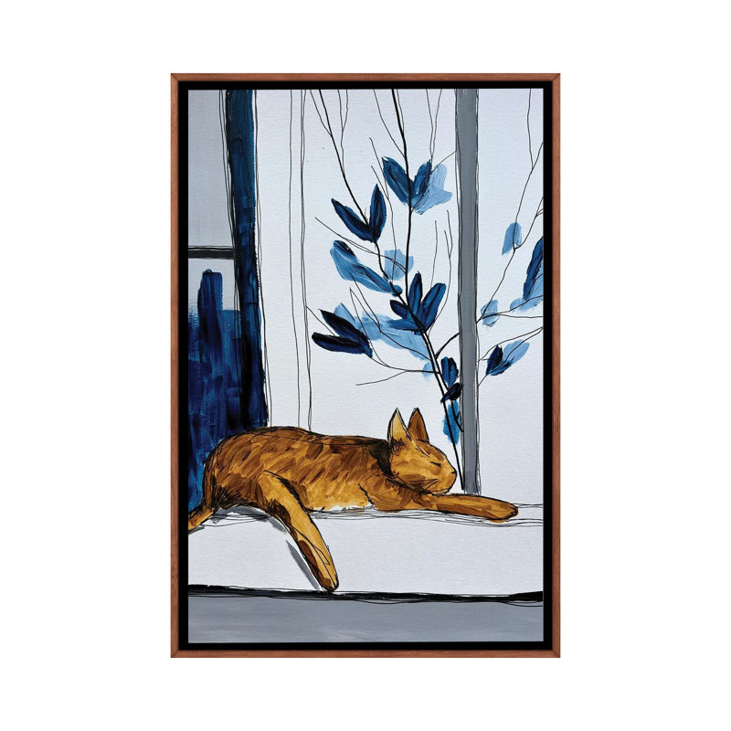 Lazy Morning - reproduction d'art murale - toile encadrée, Brun, Impression sur toile flottante sans passe-partout