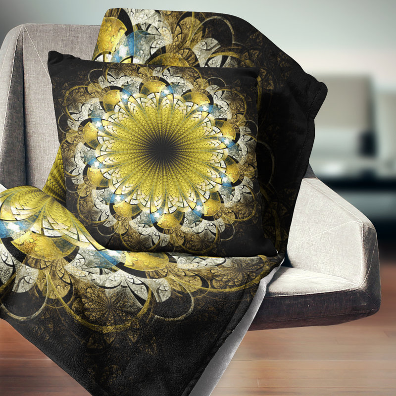  Coussin abstrait fleur fractale, 18 po x 18 po, Coussin décoratif