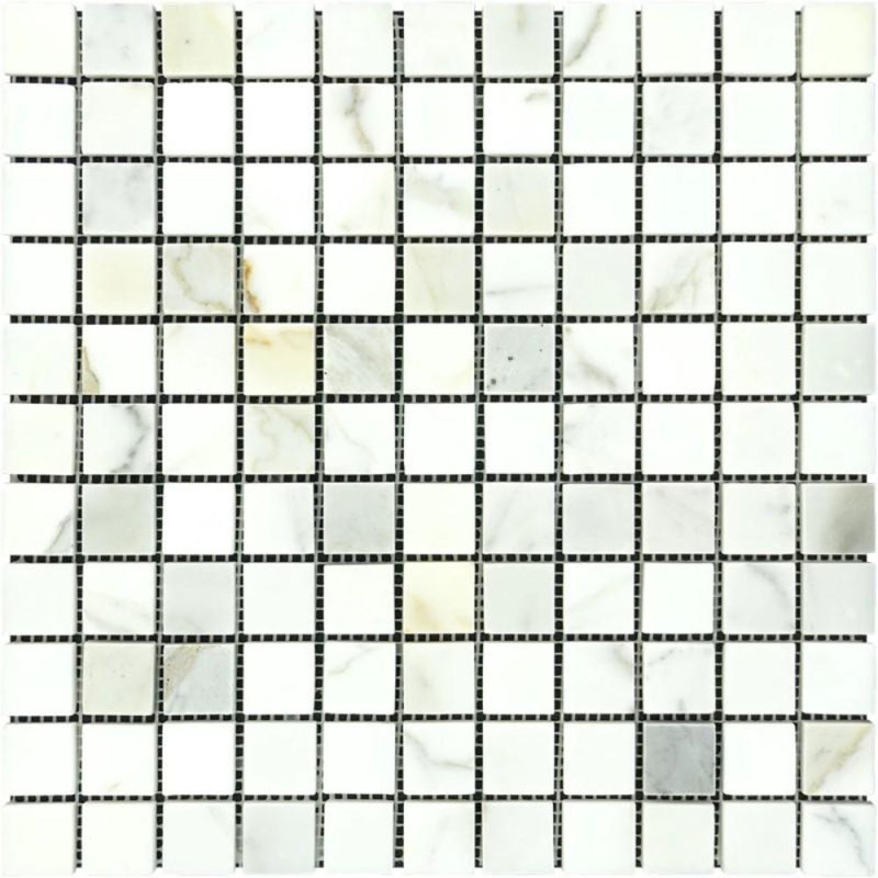 Carreau de mosaïque mural et carrelage 1 po x 1 po, Or Calacatta poli