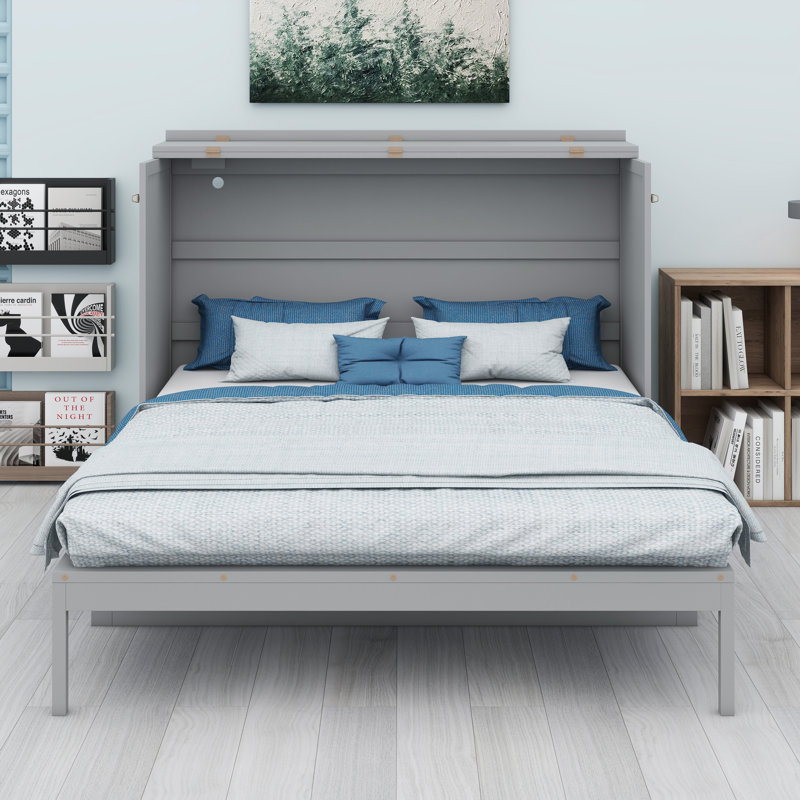 Lit escamotable avec grands tiroirs Murphy, Grand, Gris
