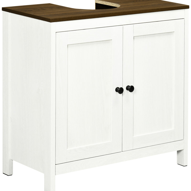 Armoire pour lavabo de salle de bain, sur pied, sous le lavabo, tablette réglable, double porte, spécifications, blanc antique, dimensions