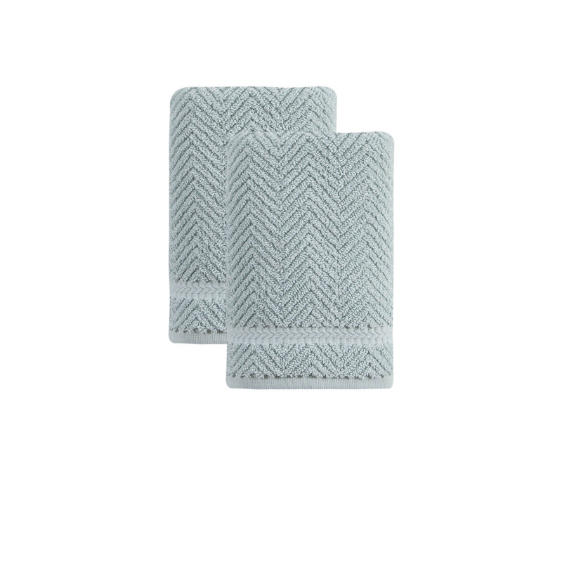 Vandewa Turkish Cotton Hand Towel Set, Light Aqua