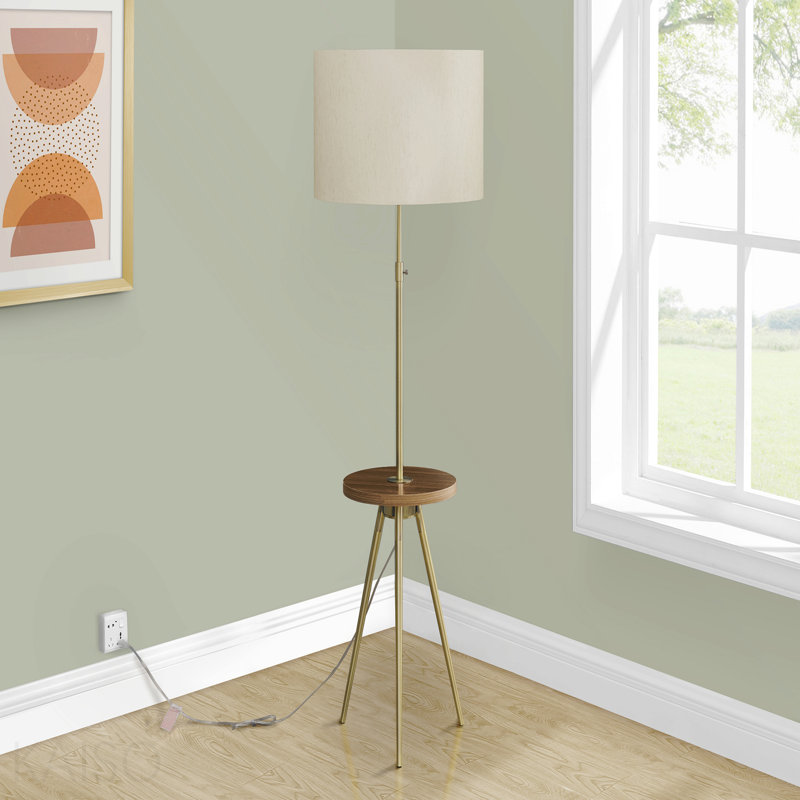 Lighting, lampe sur pied, H 63 po, métal doré, abat-jour ivoire / crème, contemporain, Doré