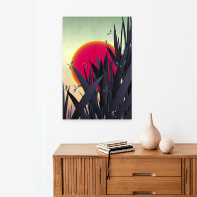 Contemporary Art Bold Geometric Modern Dragonfly Landscape Nature Wall Art by Angelo Cerantola - Wrapped Canvas Print