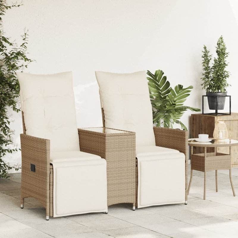  Reclining Garden Sofa Beige, Cream White, Beige