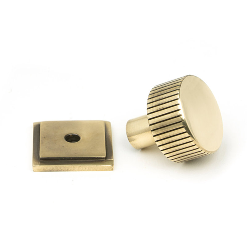 30mm Square Knob, Aged Brass