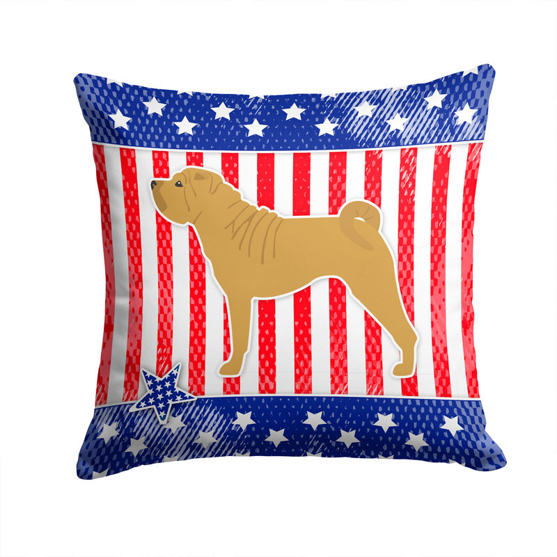 Patriotic Modern Indoor/Outdoor Throw Pillow, 14" H x 14" W x 3" D