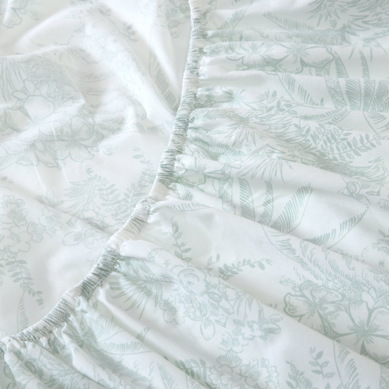 Pen and Ink Green Cotton Percale Queen Sheet Set
