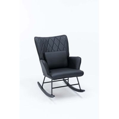 Fauteuil oscillant confortable avec coussin lombaire et repose-pieds pour chambre de bébé, salon ou chambre à coucher