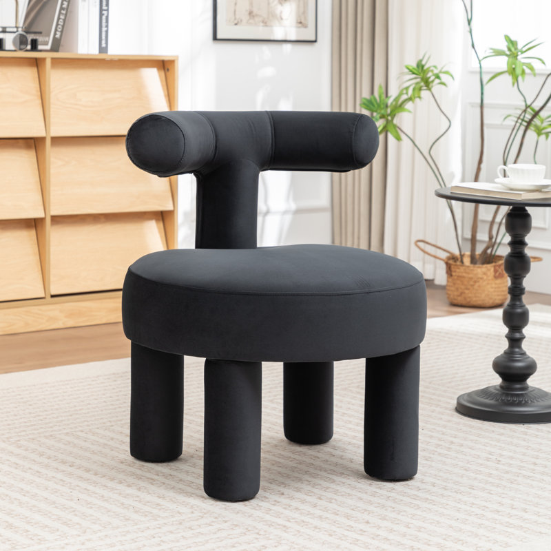 Fauteuil demi-tonneau en velours Bula, Noir
