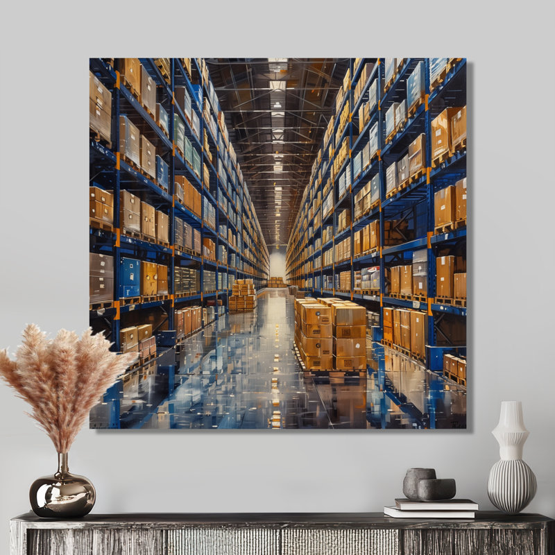 «Blue Warehouse», H 16 po x l 16 po, Sans cadre, métal