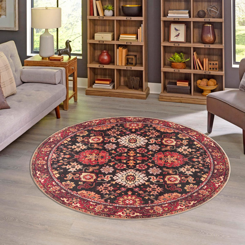 Tapis noir Aucun Hinkley, Rond 2 pi