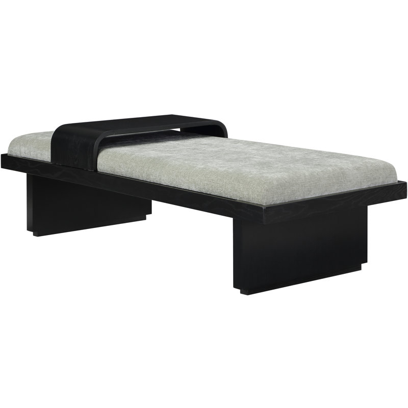 Banc rembourré Bryaunna, Tissu chenille vert menthe / finition noire