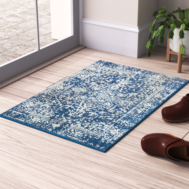 Tapis oriental en polypropylène bleu marine Hillsby
