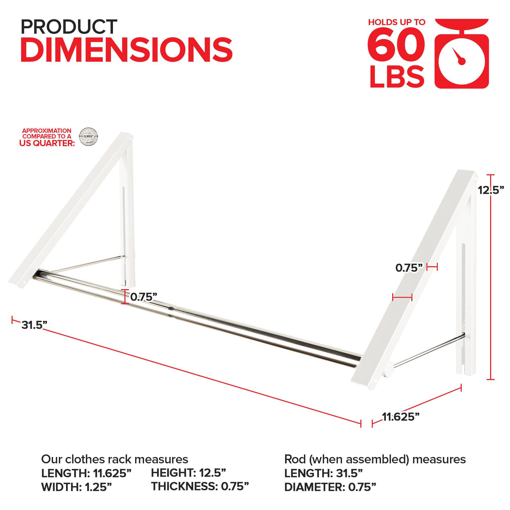 Rebrilliant Double Foldable Clothing Rack W/Extension Rod, Wall-Mounted ...