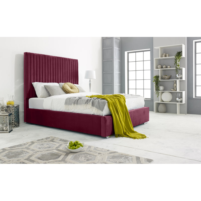 Akerra Upholstered Bed, Single (3'), Maroon