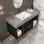 Meuble-lavabo flottant simple contemporain avec comptoir en faux marbre, lavabo en céramique, 2 tiroirs en bois massif multicouches