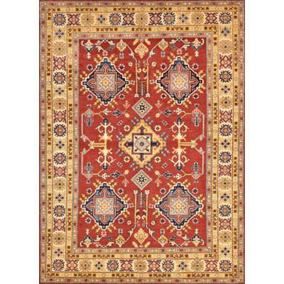 Tapis oriental rouge en laine noué à la main Nabeel